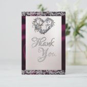 Elegante parel, Paarse lint & sprankeling Bedankkaart (Staand voorkant)