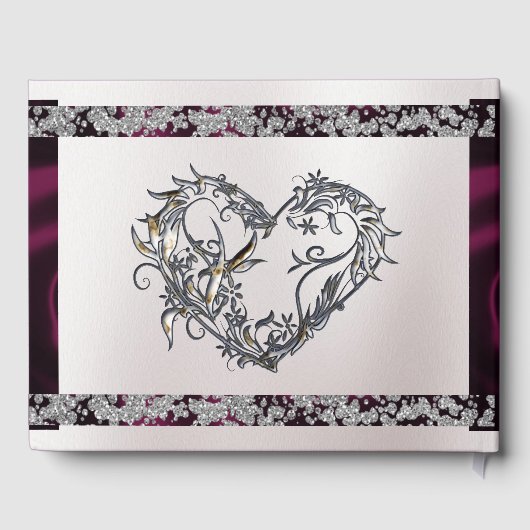 Elegante parel, Paarse lint & sprankeling Gastenboek (Achterkant)