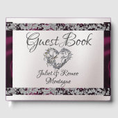 Elegante parel, Paarse lint & sprankeling Gastenboek (Voorkant)
