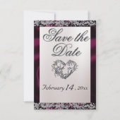 Elegante parel, Paarse lint & sprankeling Save The Date (Voorkant)