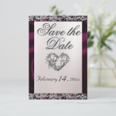 Elegante parel, Paarse lint & sprankeling Save The Date (Staand voorkant)