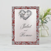 Elegante parel, rood lint & sprankeling 2 kaart (Staand voorkant)