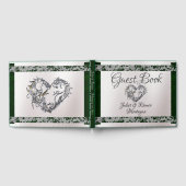 Elegante parel, smaragdgroen lint & sprankeling gastenboek (Volledig)