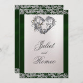 Elegante parel, smaragdgroen lint & sprankeling kaart (Voorkant / Achterkant)