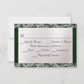 Elegante parel, smaragdgroen lint & sprankeling RSVP kaartje (Achterkant)