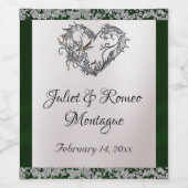 Elegante parel, smaragdgroen lint & sprankeling wijn etiket (Enkel label)