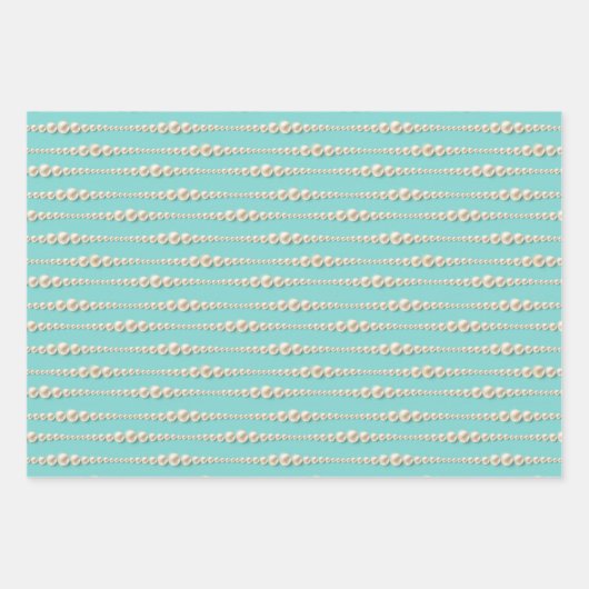 Elegante Parel & Turkoois Inpakpapier Vel (Voorkant)