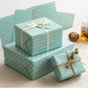 Elegante Parel & Turkoois Inpakpapier Vel