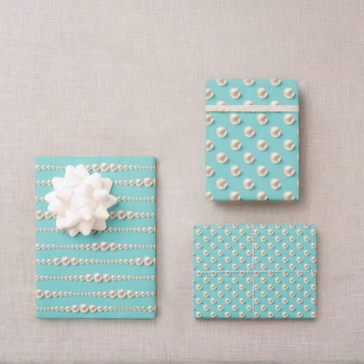 Elegante parel & turquoise inpakpapier vel