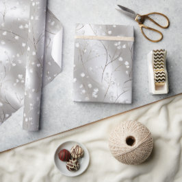 Elegante Parel Zilveren Vorst Glans Abstract Patro Cadeaupapier