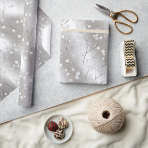 Elegante Parel Zilveren Vorst Glans Abstract Patro Cadeaupapier