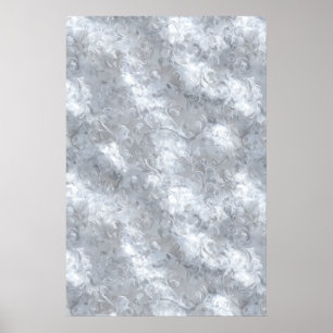 Elegante parel zilveren vorst glans abstract patro poster