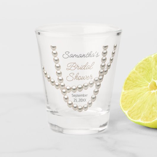 Elegante parelketting bruidsdouche shot glas (Voorkant)