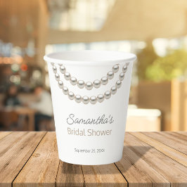Elegante parelketting bruidsjurk shower papieren bekers