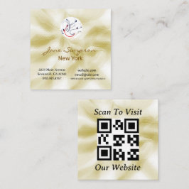Elegante parelmoer gouden logo QRCode visitekaartj Vierkante Visitekaartje
