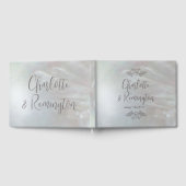 Elegante parelmoer grijs/Lila bruiloft Gastenboek (Volledig)