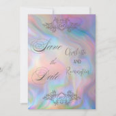 Elegante parelmoer kleurrijke Save the Date Kaart (Voorkant)