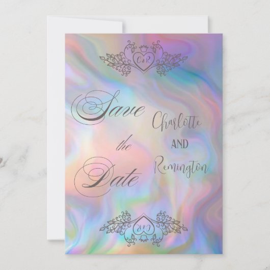 Elegante parelmoer kleurrijke Save the Date Kaart (Voorkant)