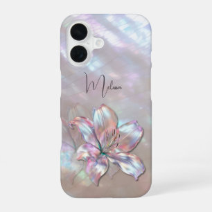 Elegante Parelmoer Lelie iPhone 16 Hoesje