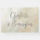 Elegante parelmoer perzik bruiloft gastenboek (Achterkant)