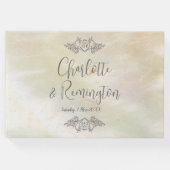 Elegante parelmoer perzik bruiloft gastenboek (Voorkant)