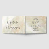 Elegante parelmoer perzik bruiloft gastenboek (Volledig)