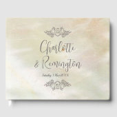 Elegante parelmoer perzik bruiloft gastenboek (Voorkant)