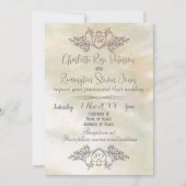 Elegante parelmoer perzik bruiloft kaart (Voorkant)