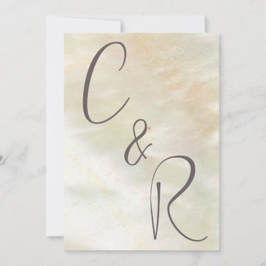 Elegante parelmoer perzik bruiloft kaart (Achterkant)