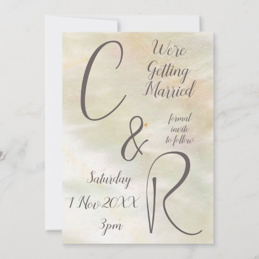 Elegante parelmoer perzik Save the Date  Kaart (Achterkant)