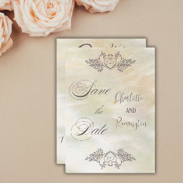 Elegante Parelmoer Perzik Save the Date  Kaart