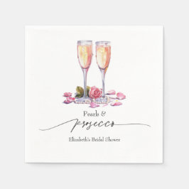 Elegante Parels, Bloemblaadjes en Prosecco Bruidsd Servet