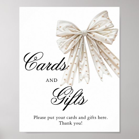 Elegante Parels Bow Kaarten en geschenken Poster (Voorkant)
