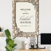 Elegante Parels Bruidsdouche Poster (Thuiskantoor)
