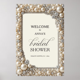 Elegante Parels Bruidsdouche Poster