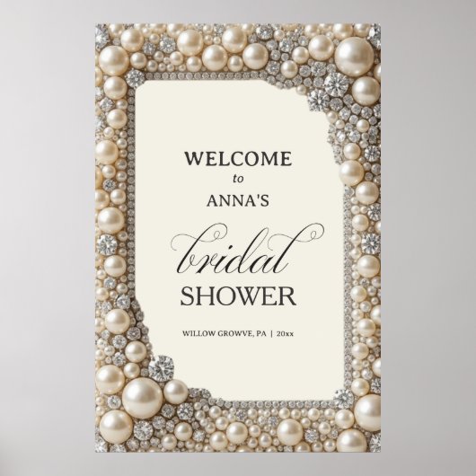 Elegante Parels Bruidsdouche Poster (Voorkant)