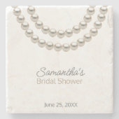 Elegante Parels Bruidsdouche Stenen Onderzetter (Voorkant)