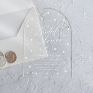 Elegante Parels Bruidsfeest Boog Acryl Uitnodigingen