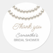 Elegante Parels Bruidsfeest Ronde Sticker (Voorkant)