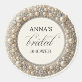 Elegante Parels Bruidsfeest Ronde Sticker
