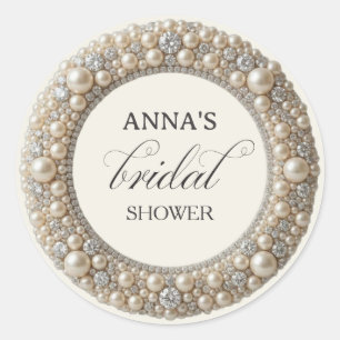 Elegante Parels Bruidsfeest Ronde Sticker