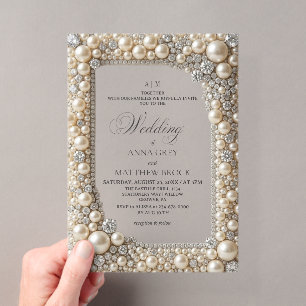 Elegante Parels Bruiloft Acryl Uitnodigingen