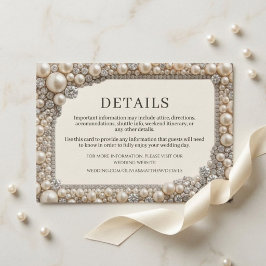 Elegante Parels Bruiloft Informatiekaartje