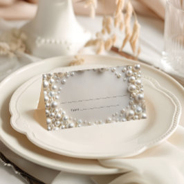 Elegante parels bruiloft plaatskaartje
