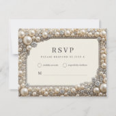 Elegante Parels Bruiloft RSVP Kaartje (Voorkant)