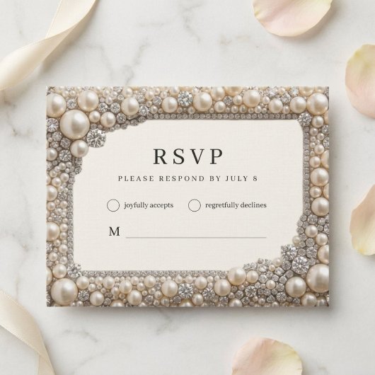 Elegante Parels Bruiloft RSVP Kaartje