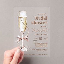 Elegante parels en Prosecco Acryl Uitnodigingen