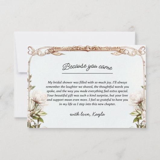 Elegante Parels en Prosecco Bedankkaart (Achterkant)