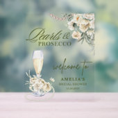 Elegante parels en prosecco Bruids Welkom Acryl Bord (Neutraal)