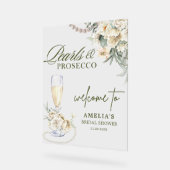 Elegante parels en prosecco Bruids Welkom Acryl Bord (Hoek)